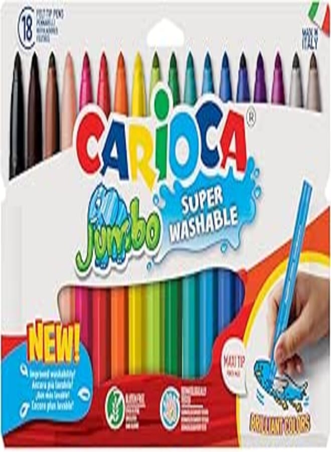Carioca felt-tip pens, jumbo, box of 18, multicolor